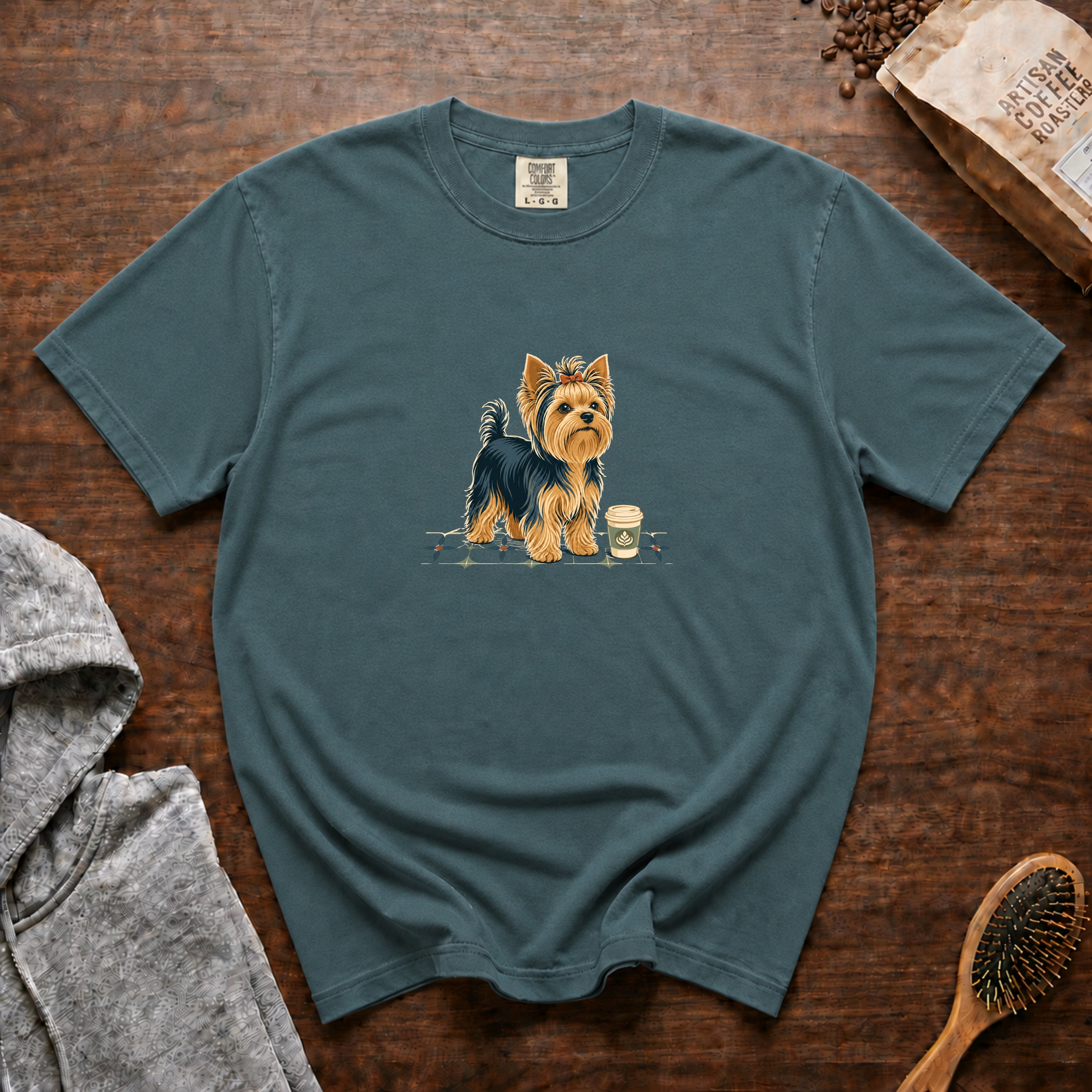 Yorkshire Terrier Pocket Cup CafÃ© Order 1 T-Shirt — Blue Spruce
