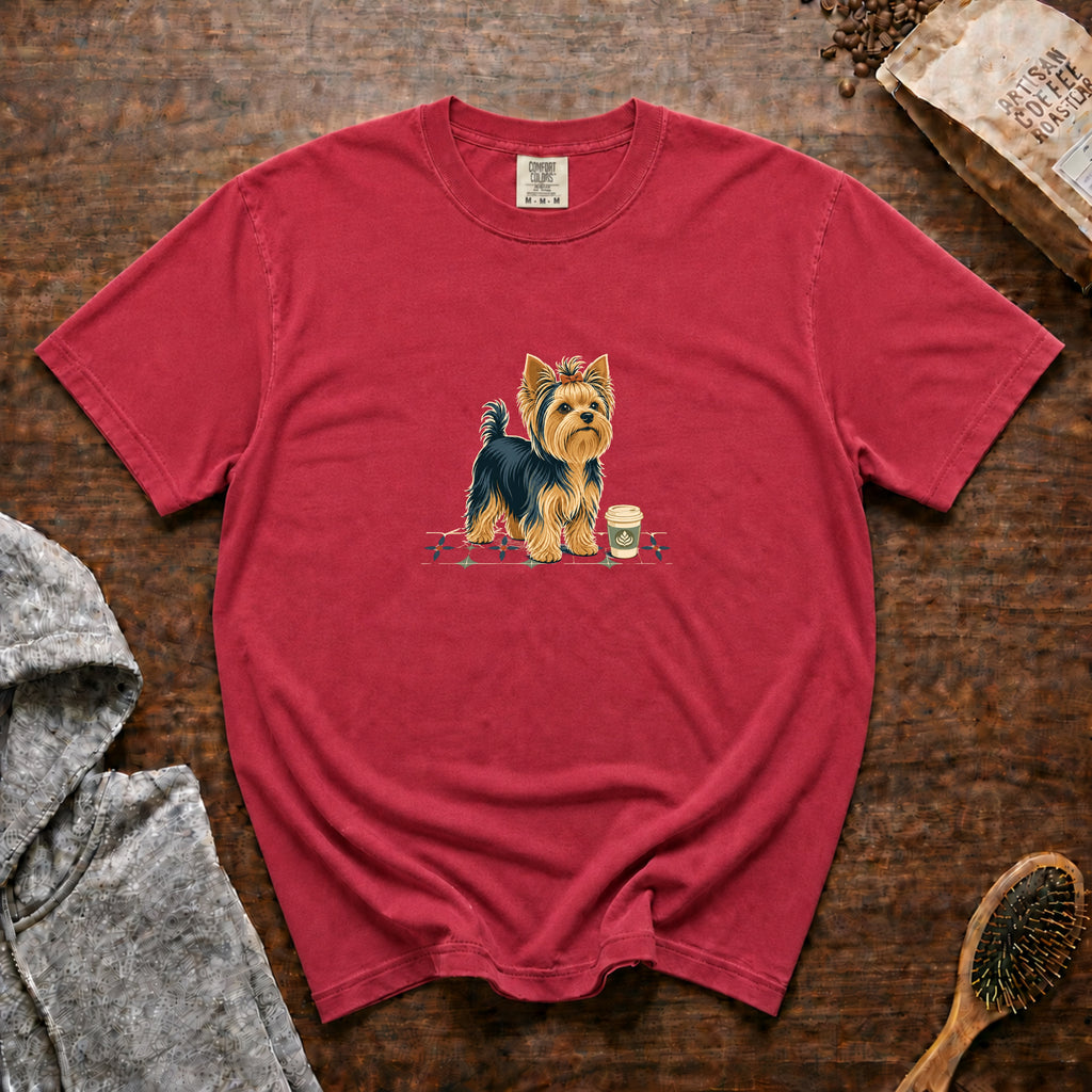 Yorkshire Terrier Pocket Cup CafÃ© Order 1 T-Shirt — Crimson