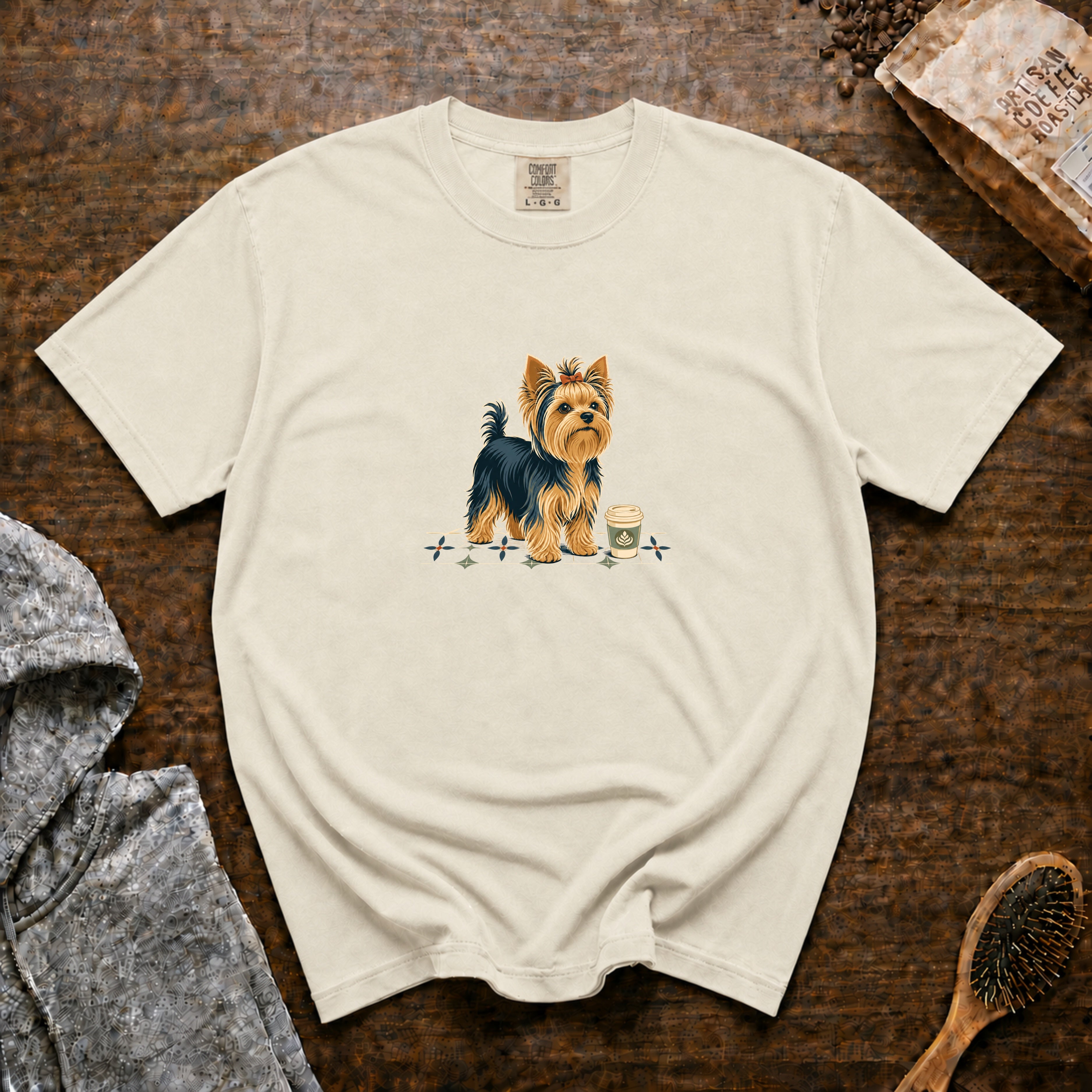 Yorkshire Terrier Pocket Cup CafÃ© Order 1 T-Shirt — Ivory
