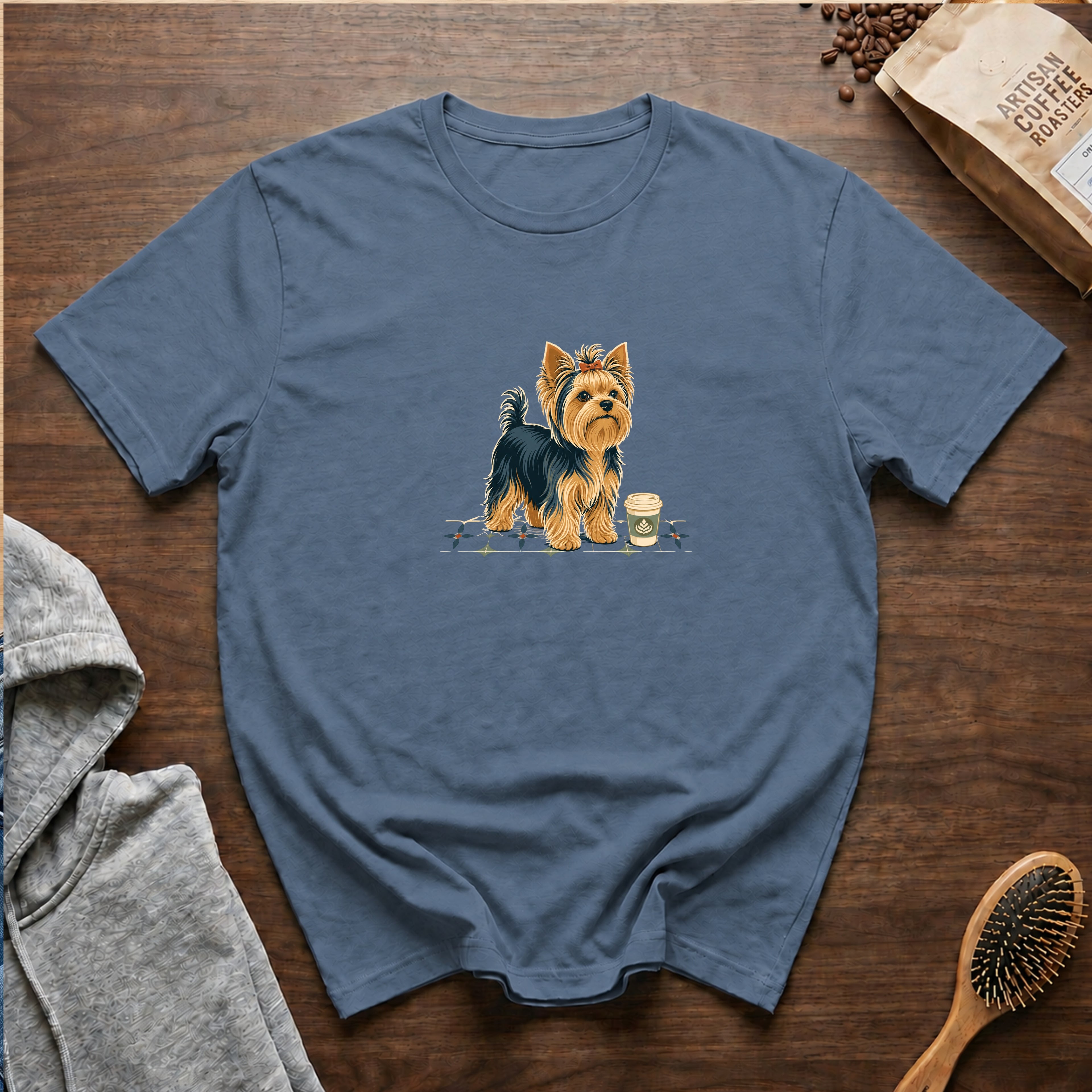 Yorkshire Terrier Pocket Cup CafÃ© Order T-Shirt — Blue Jean