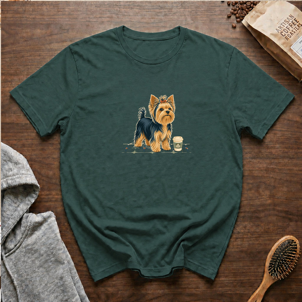 Yorkshire Terrier Pocket Cup CafÃ© Order T-Shirt — Blue Spruce