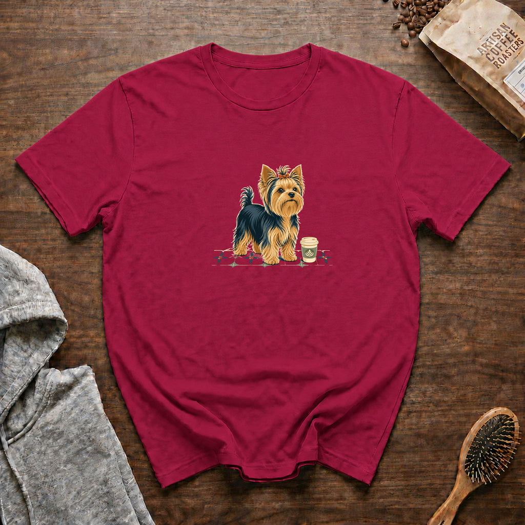Yorkshire Terrier Pocket Cup CafÃ© Order T-Shirt — Crimson