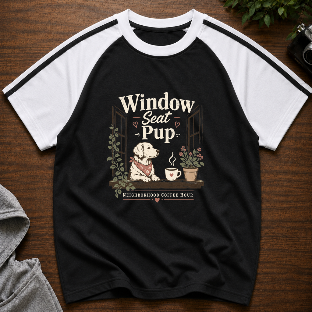 Window Seat Pup Brew Line Raglan Baby T-Shirt