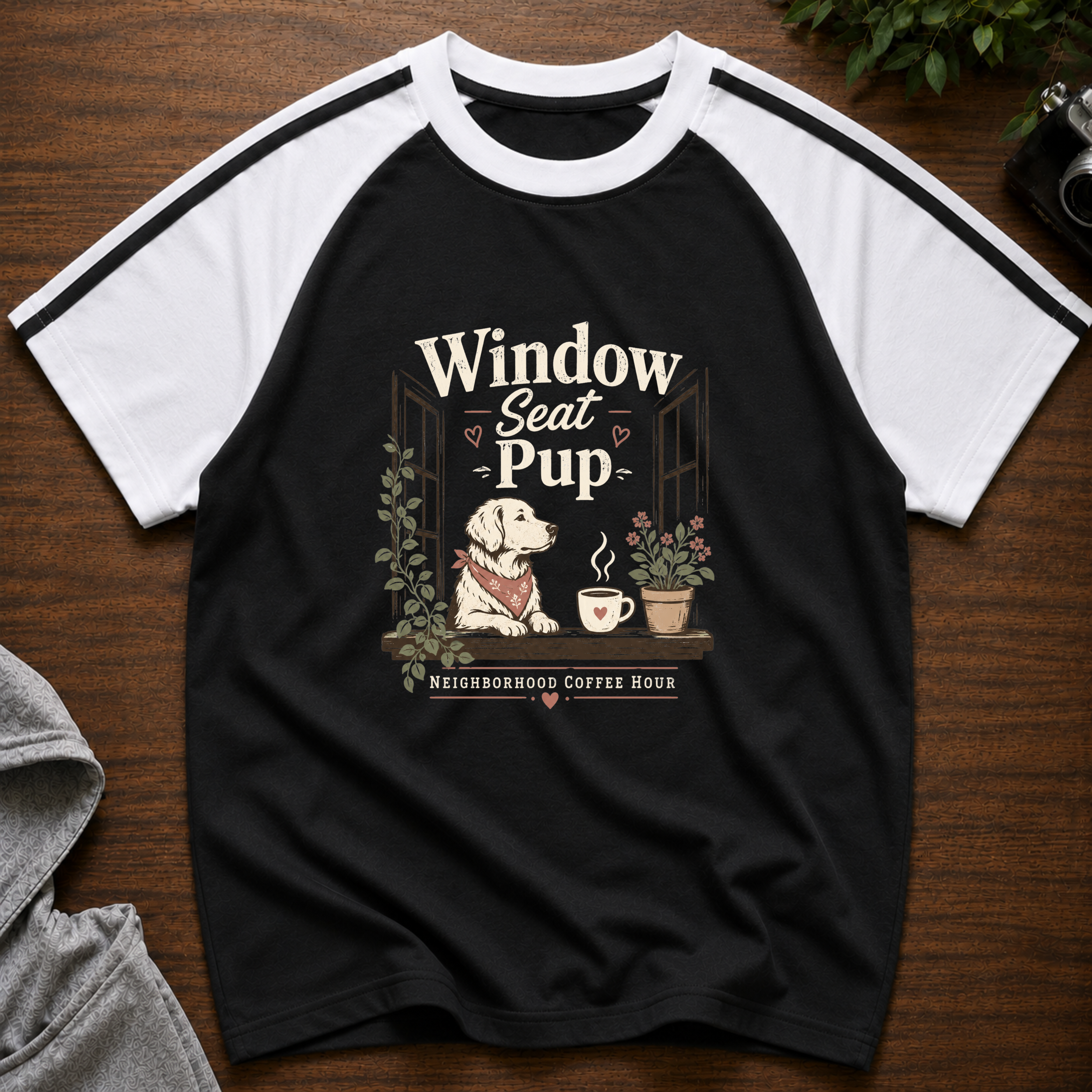 Window Seat Pup Brew Line Raglan Baby T-Shirt