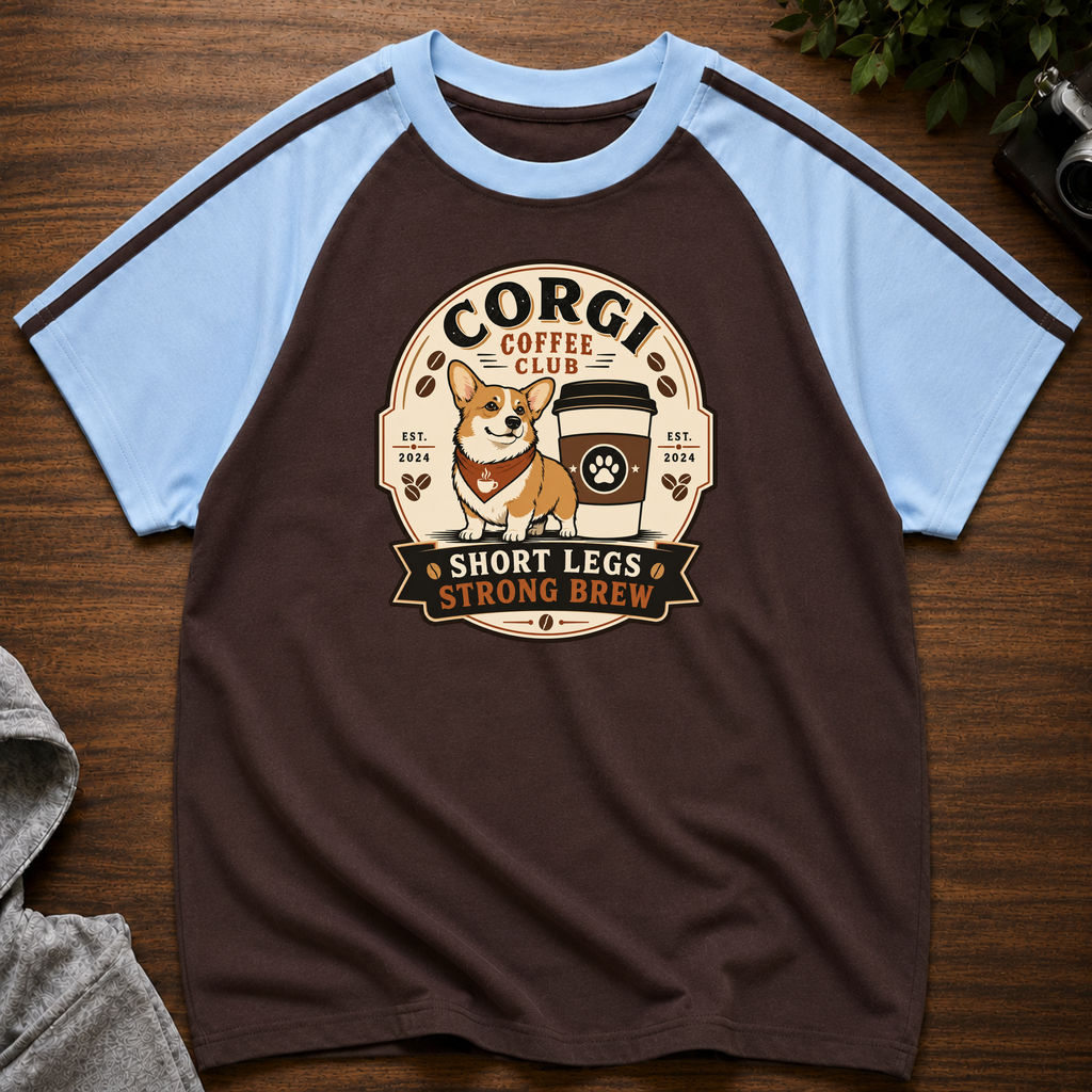 Corgi Coffee Club Brew Line Raglan T-Shirt