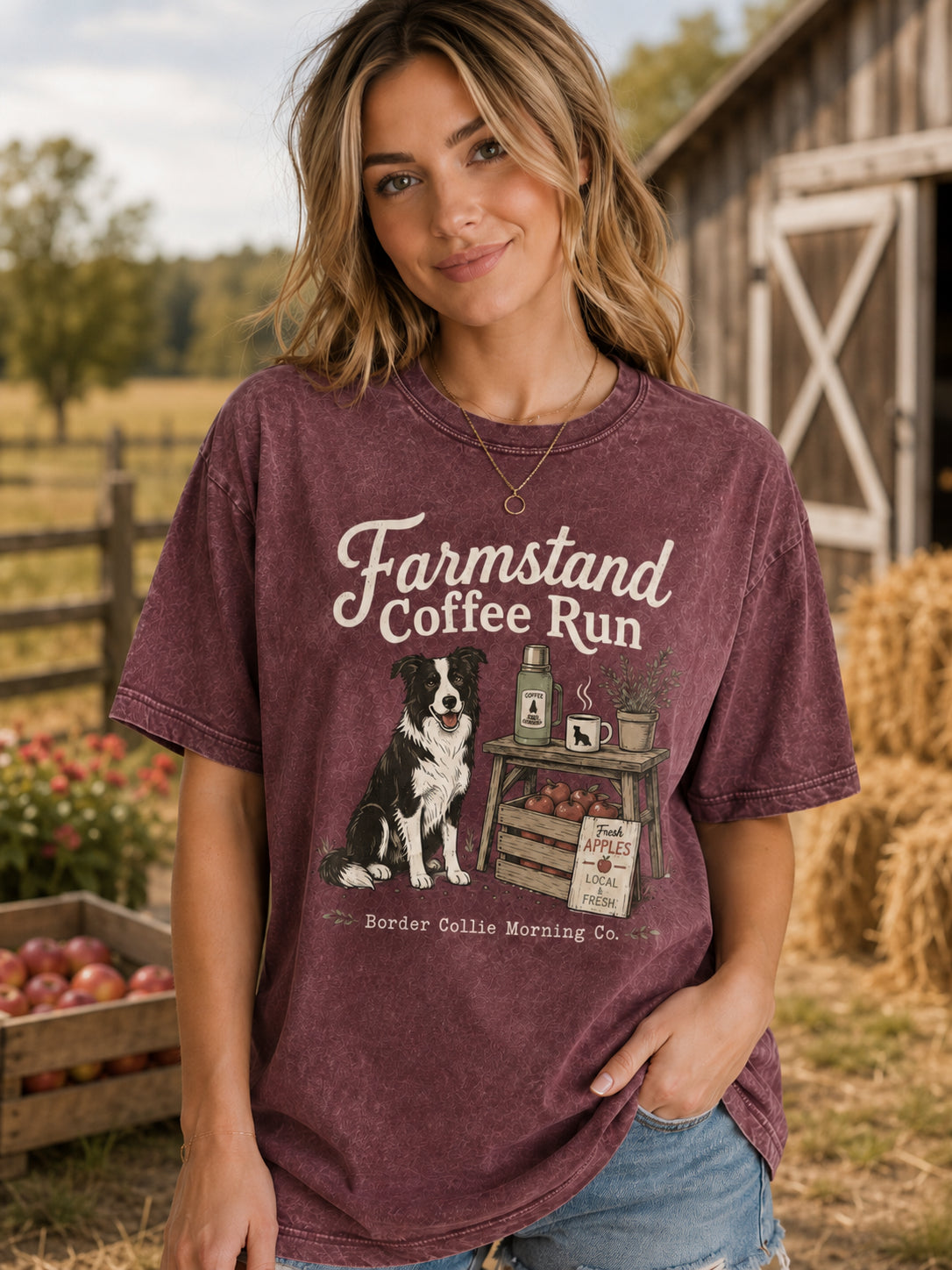 Farmstand Coffee Run Snow Washed Oversized Cotton T-Shirt