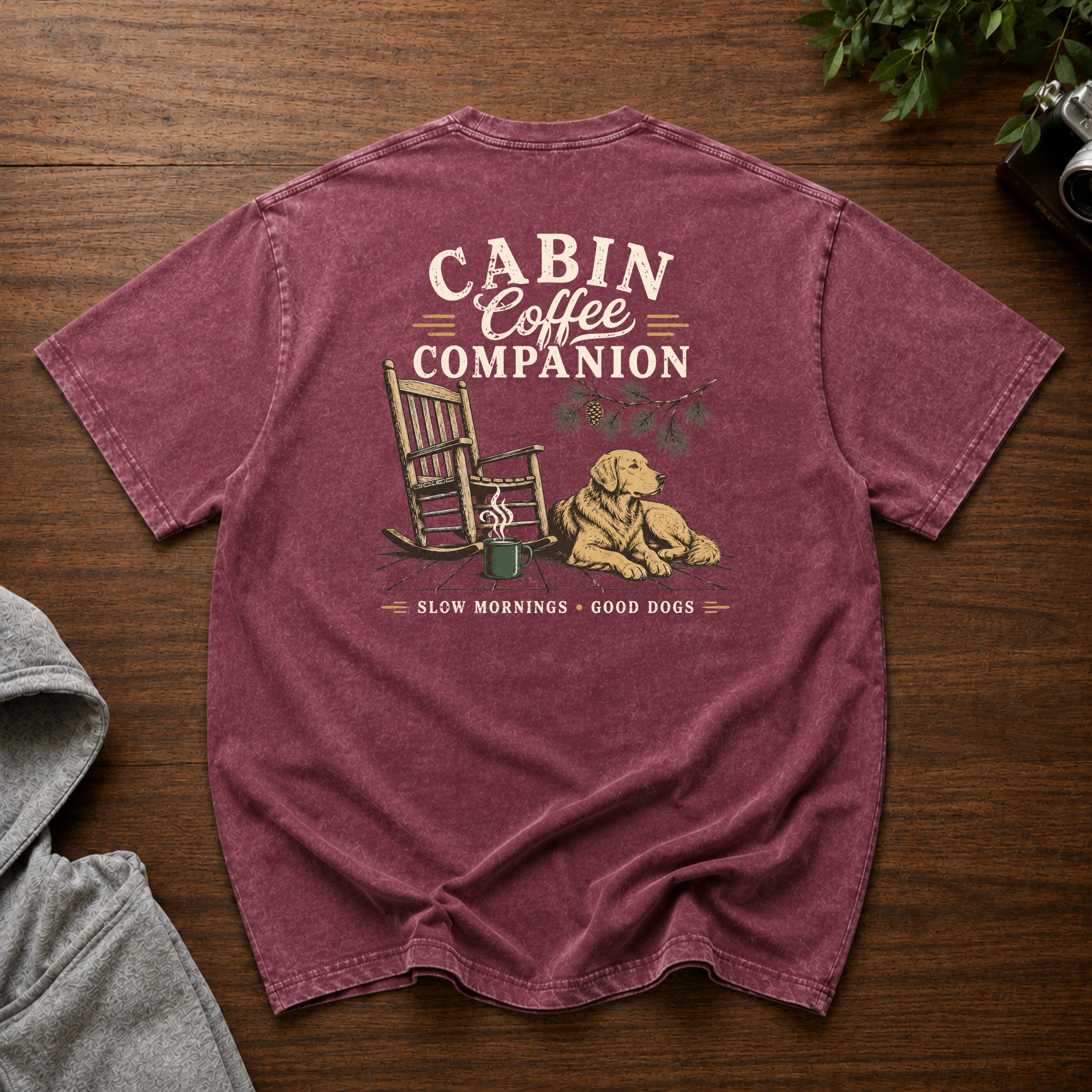 Cabin Coffee Companion Snow Washed Oversized Cotton T-Shirt