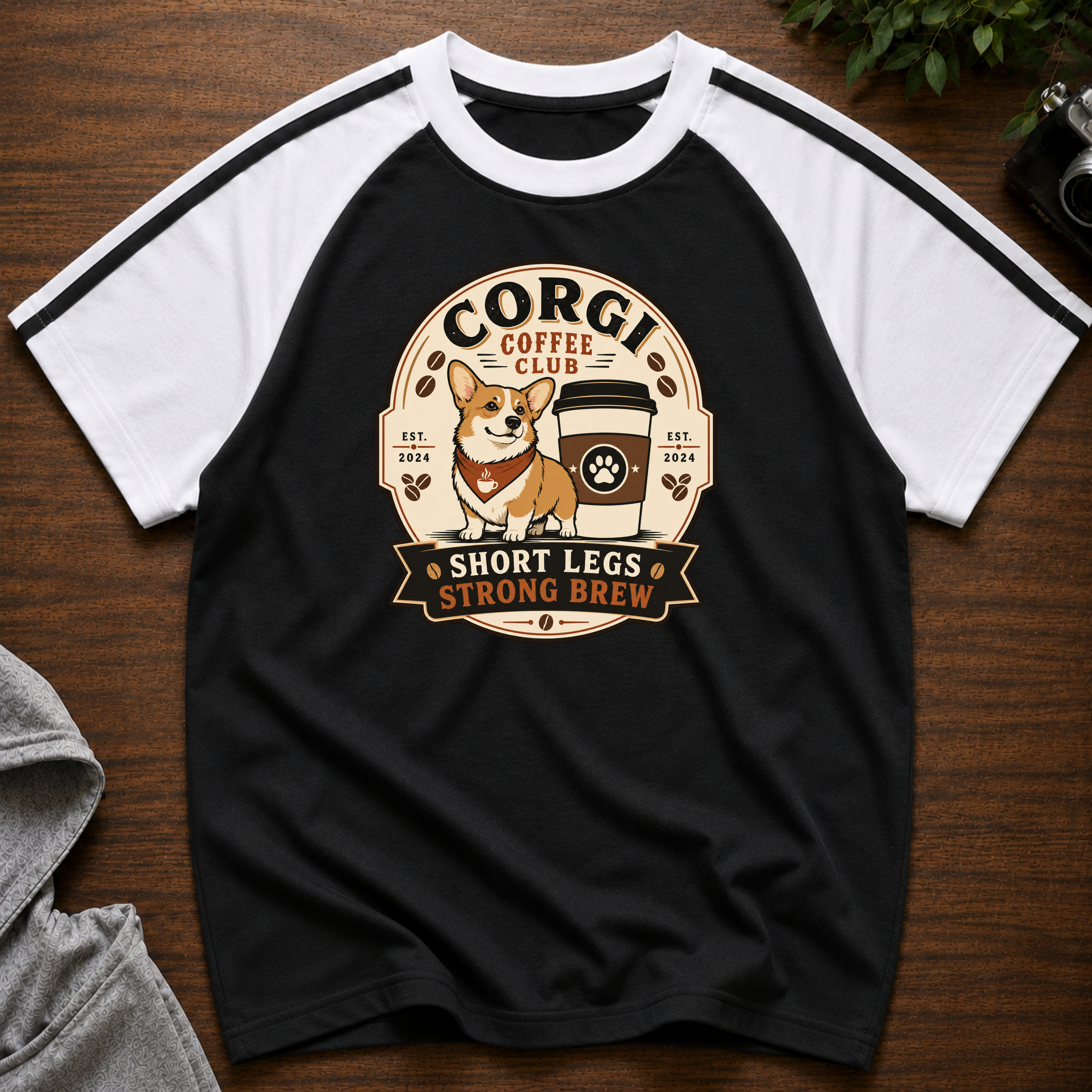 Corgi Coffee Club Brew Line Raglan T-Shirt