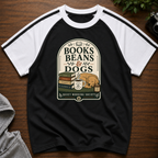 Books Beans and Dogs Brew Line Raglan T-Shirt