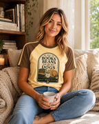 Books Beans and Dogs Brew Line Raglan T-Shirt
