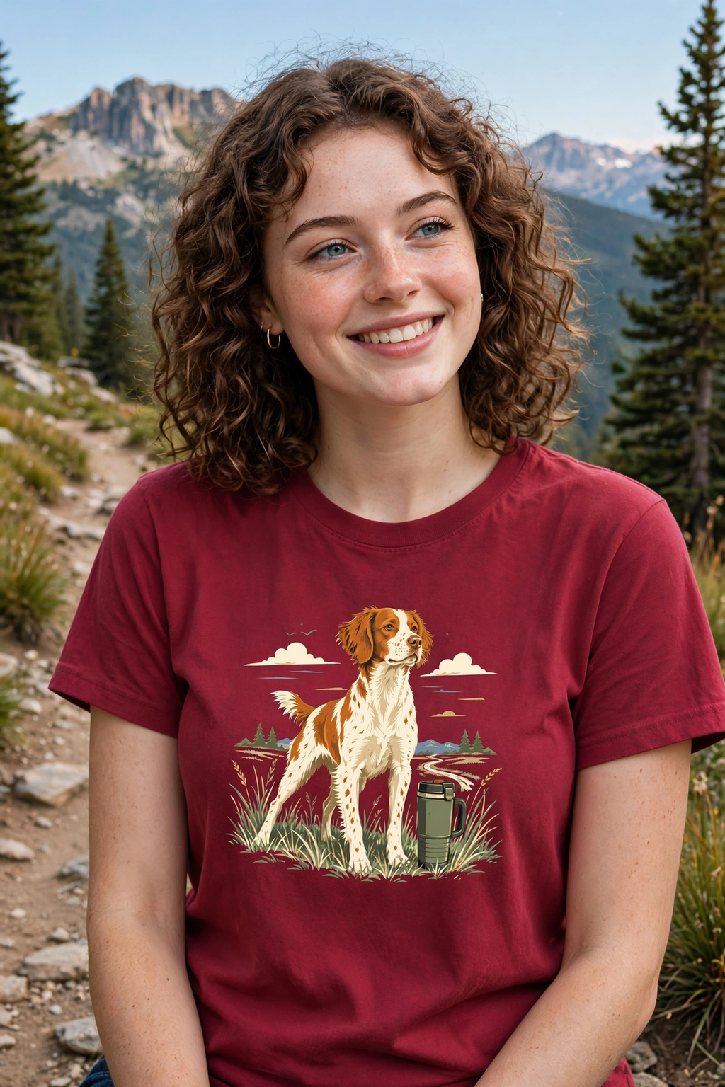 Brittany Field Mug Morning T-Shirt | Brittany Dog Coffee Tee