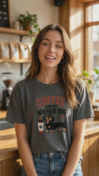 Coffee And My Weiner Dog T-Shirt | Dachshund Coffee Tee