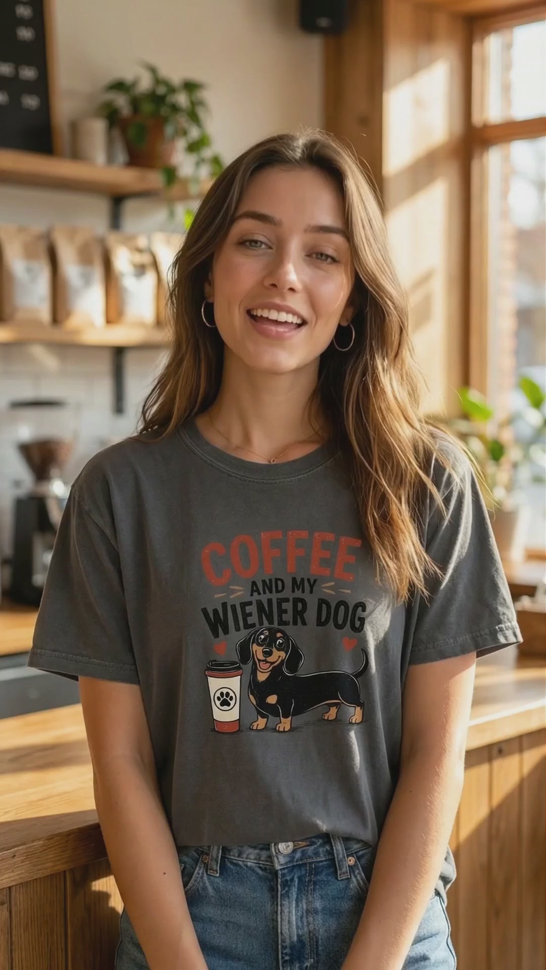 Coffee And My Weiner Dog T-Shirt | Dachshund Coffee Tee