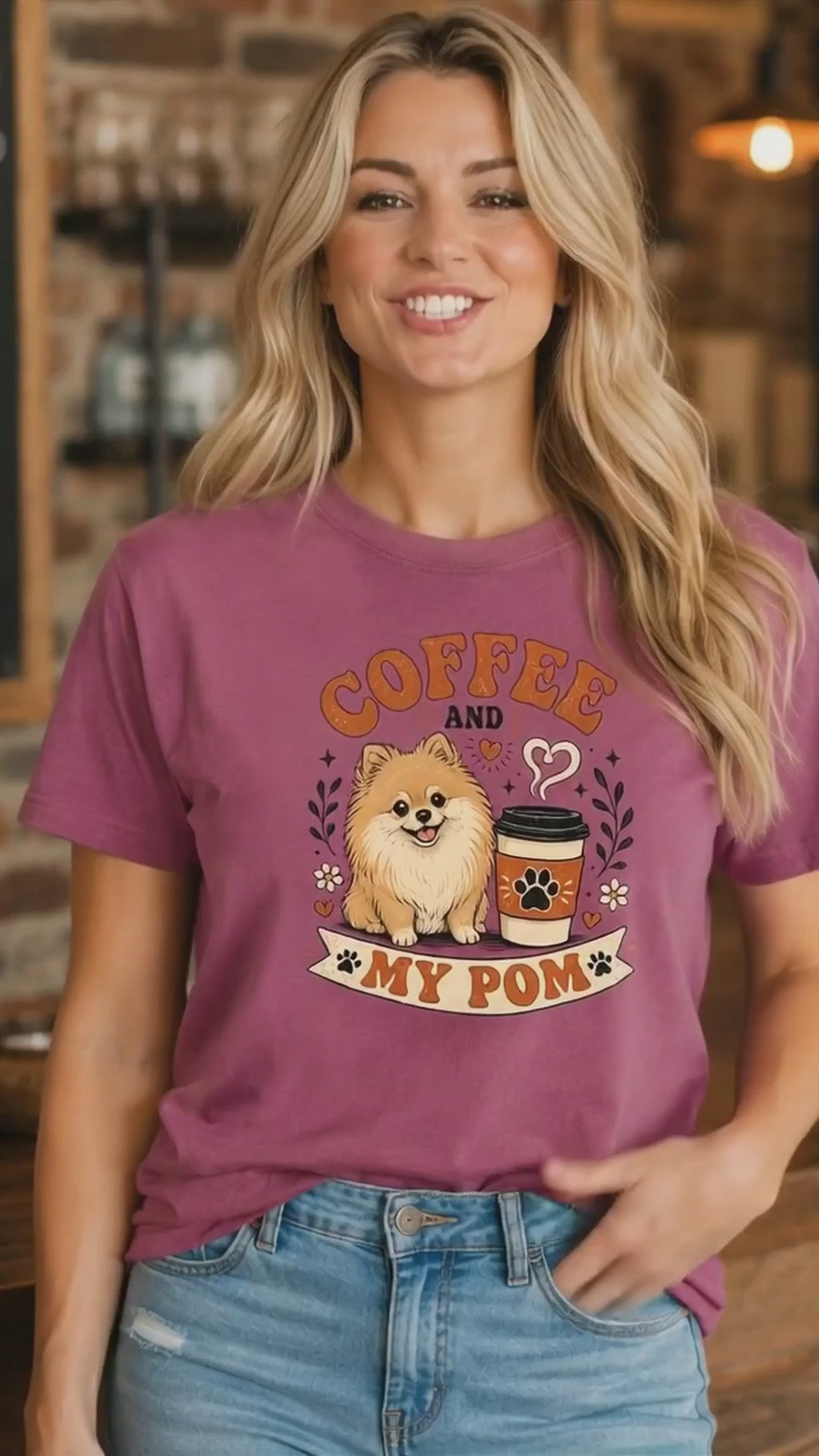 Coffee And My Pom T-Shirt | Pomeranian Dog Lover Coffee Tee