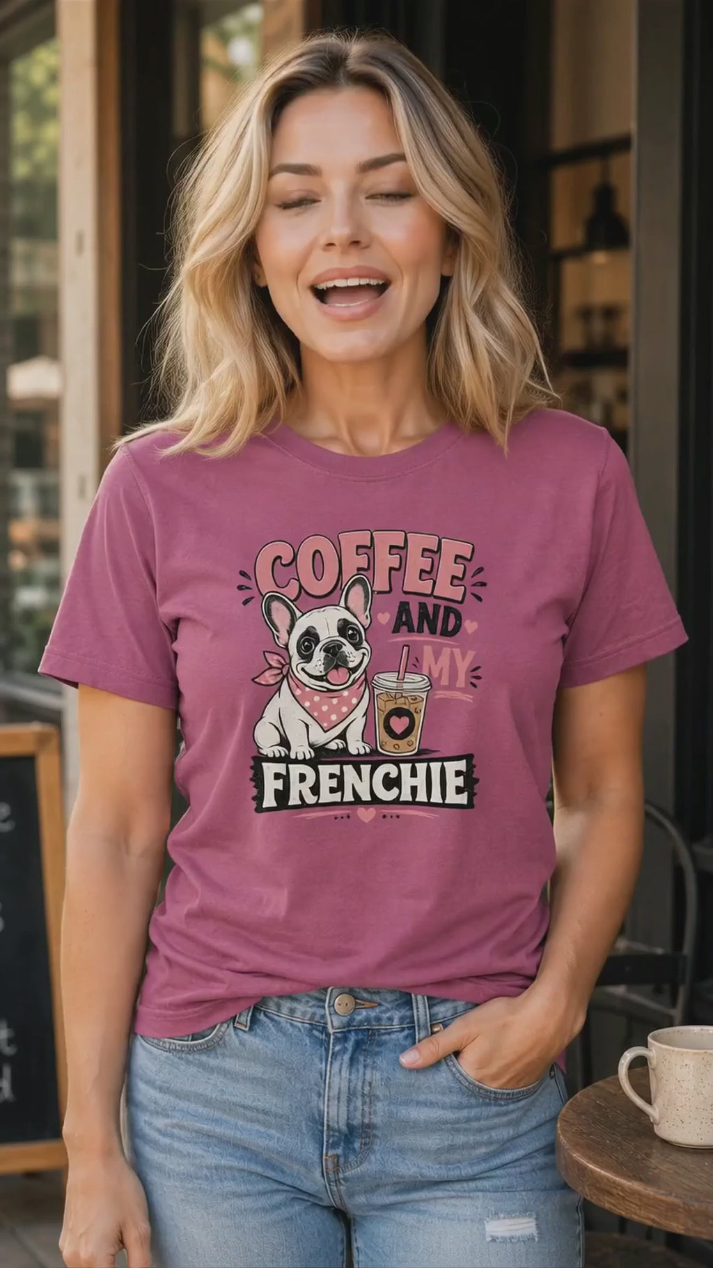 Coffee And My Frenchie T-Shirt | Frenchie Coffee Lover Tee