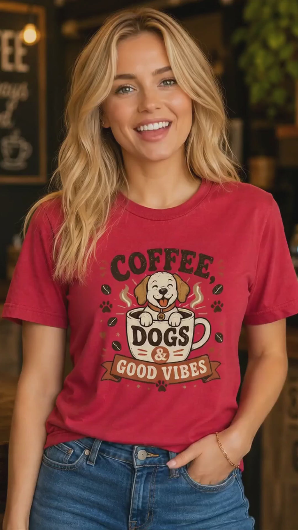 Coffee Dogs And Good Vibes T-Shirt | Dog Lover Coffee Tee
