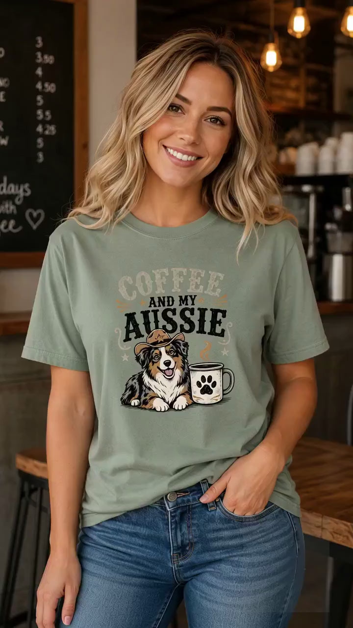 Coffee And My Aussie T-Shirt | Aussie Dog Lover Coffee Tee