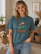 On My Way To Brew T-Shirt | Funny Coffee Dog Lover Tee