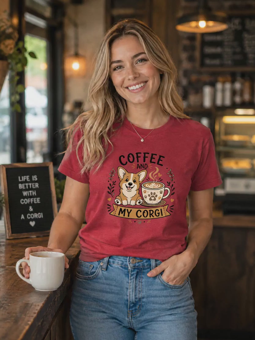 Coffee And My Corgi T-Shirt | Corgi Dog Lover Coffee Tee