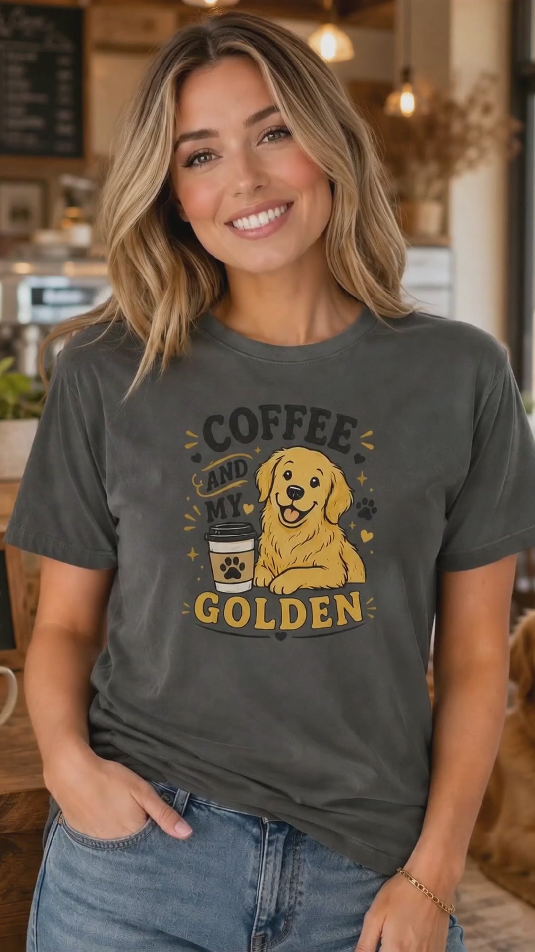 Coffee And My Golden T-Shirt | Golden Retriever Coffee Tee