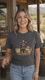 Morning On The Open Range T-Shirt | Dog Lover Western Tee