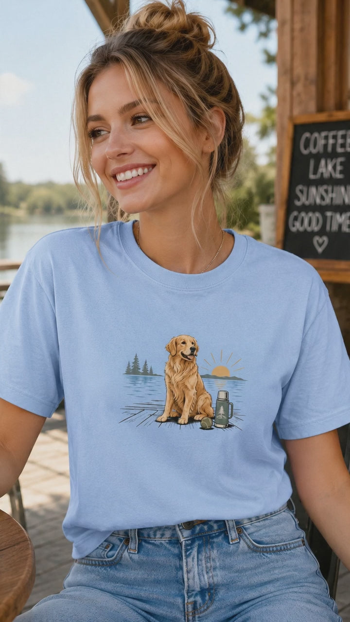 Golden Retriever Morning T-Shirt | Golden Morning Dog Tee