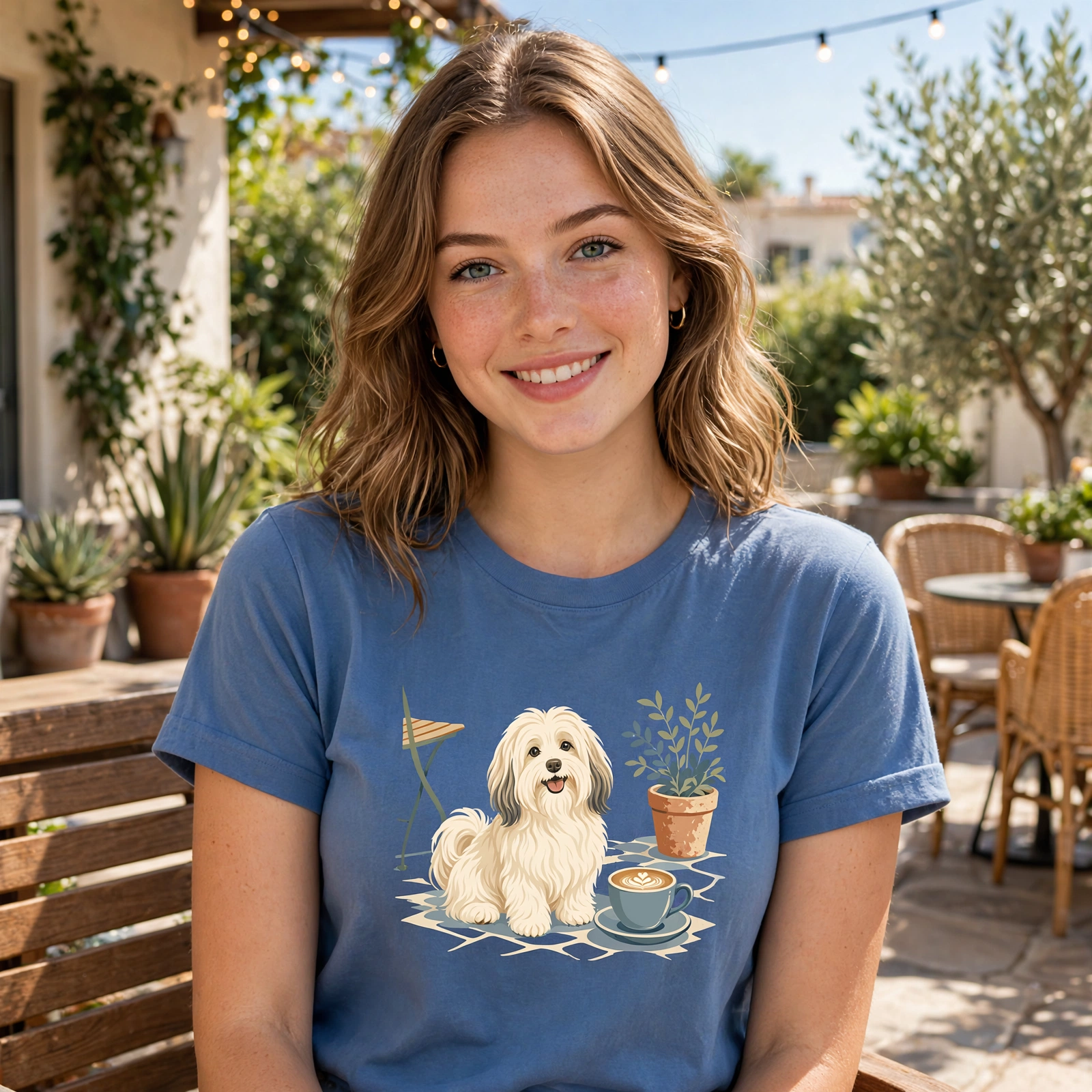 Havanese Patio Latte T-Shirt | Havanese Coffee Lover Tee